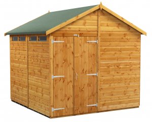 Power 8x8 Apex Secure Garden Shed - Double Door